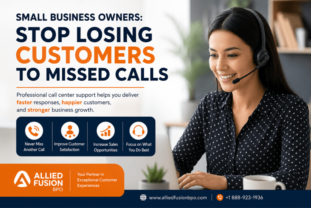 Small business owner using professional outsourced customer support services to manage customer calls