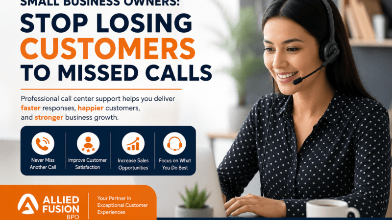 Small business owner using professional outsourced customer support services to manage customer calls